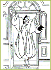 coloriage Cruella d'Enfer, une amie d'école d'Anita